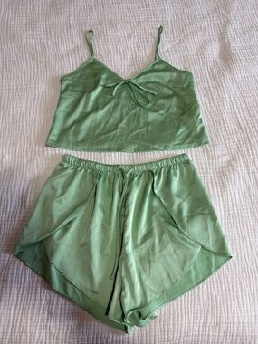 Colsie Satin Cami & Shorts Sleep Set in Sage